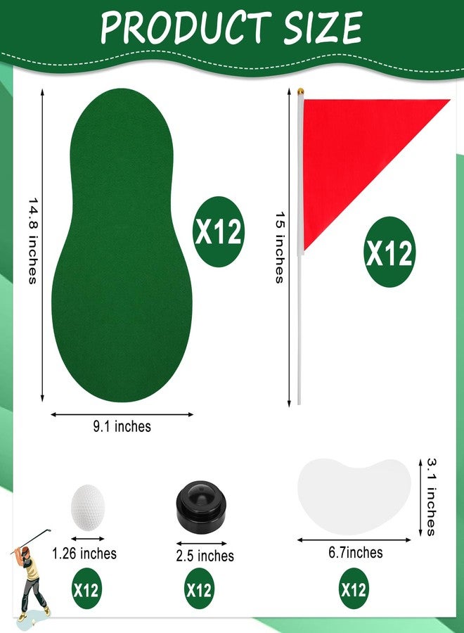 PLUVAVA 12 Set Golf Centerpieces Table Decorations Golf Themed Party Supplies Including Green Mats Ball Sand Trap Red Flag Plastic Flag Stand for Golf Sport Themed Birthday Decor (12 Set) - Image 2
